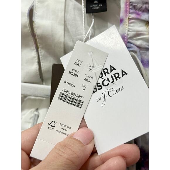 NWT Flora Obscura X J.Crew Side-Cutout A-Line Dress Kaleidoscope Floral Womens 8 - Picture 6 of 7